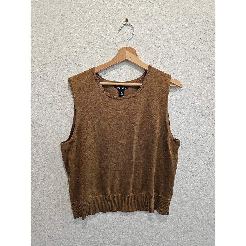 Josephine chaus Brown blouse sweater vest top sz xl